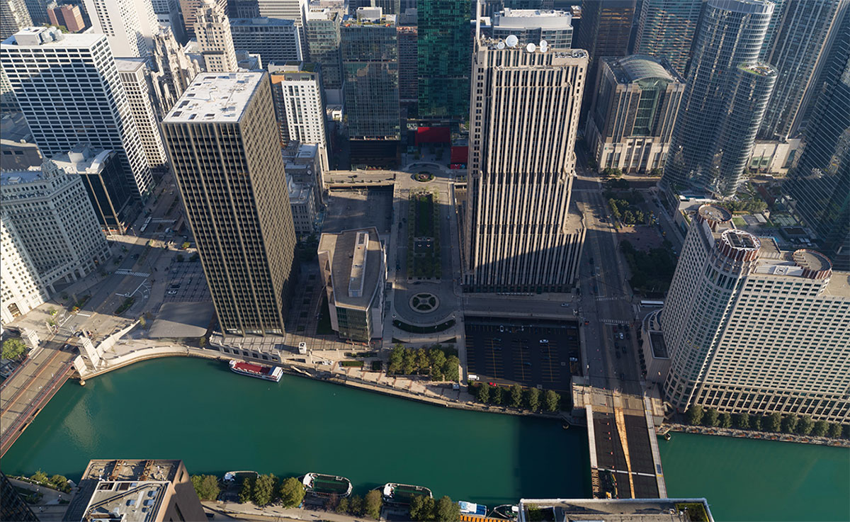 Aerial image of downtown Chicago