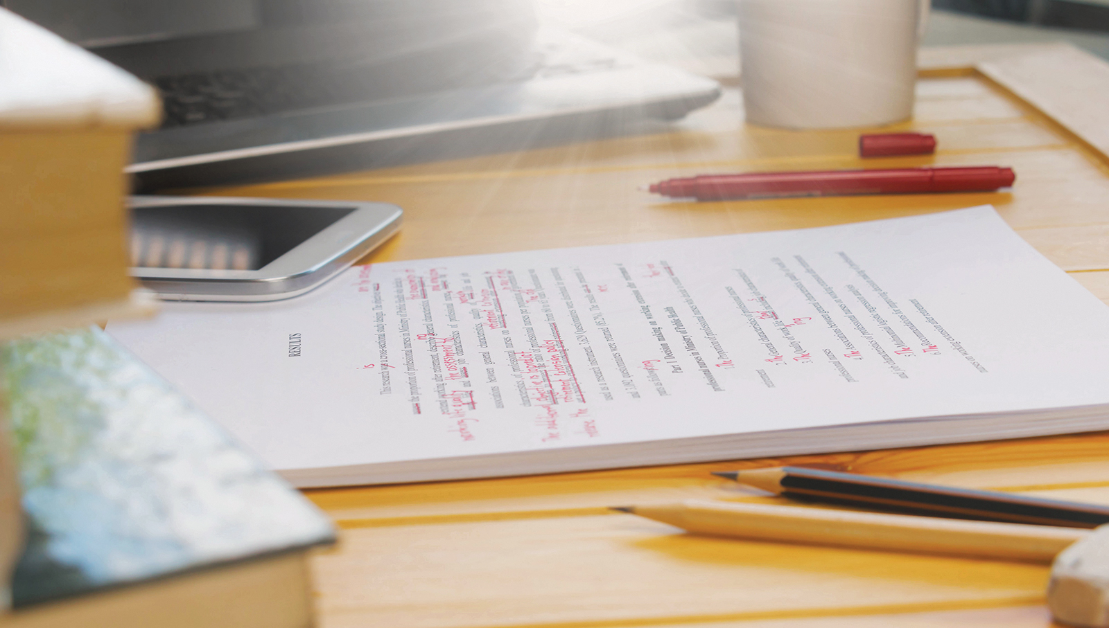 Stack of papers on desk