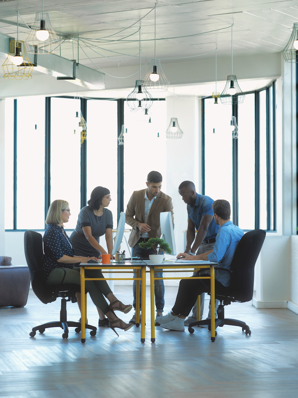 A meeting taking place in a conference room.