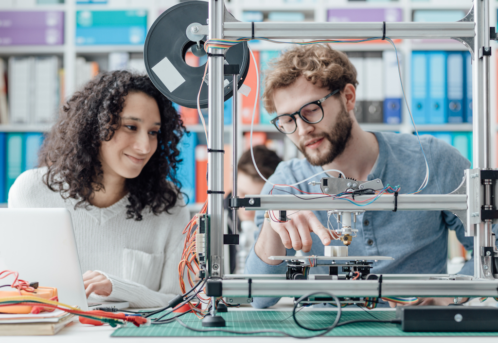Quantum scientists working in a lab.