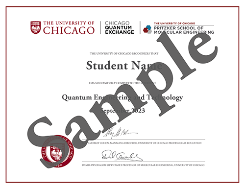Quantum Science certificate of completion preview.