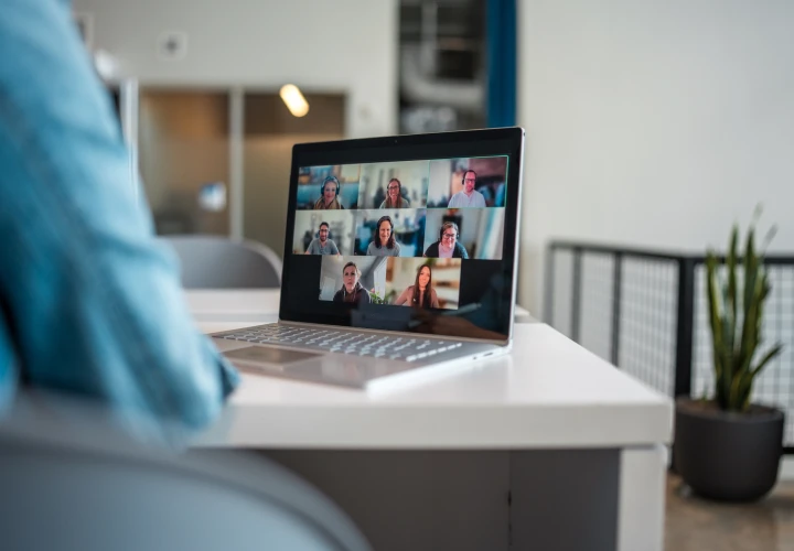 laptop open to an online orientation