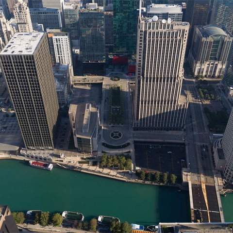 Aerial image of downtown Chicago