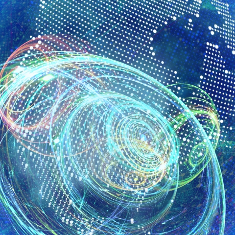 Illustration of Earth and swirling lines