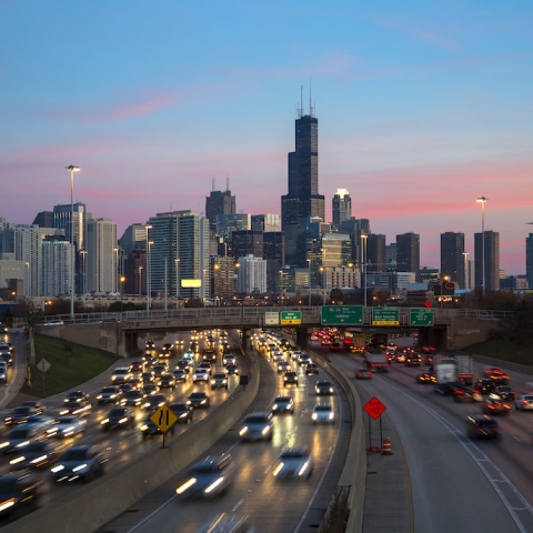 Chicago downtown city view.