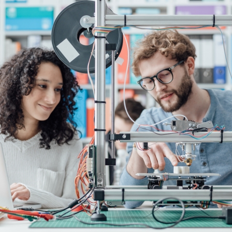 Quantum scientists working in a lab.