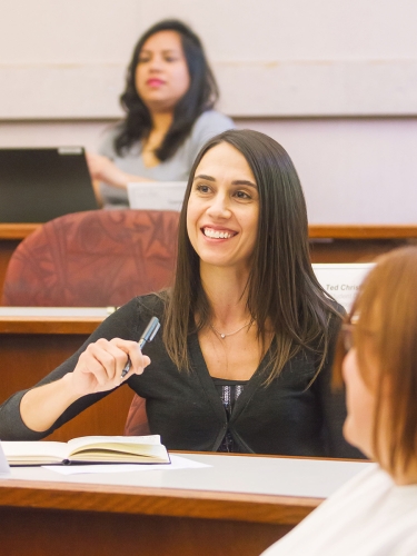 Student in classroom talking