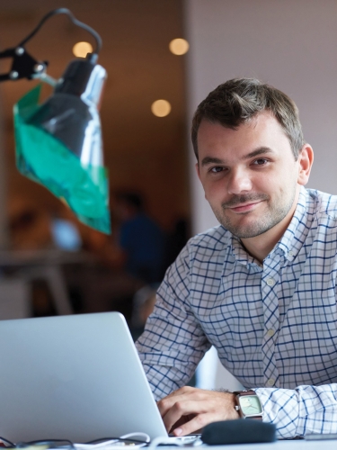 Man sitting at computer working