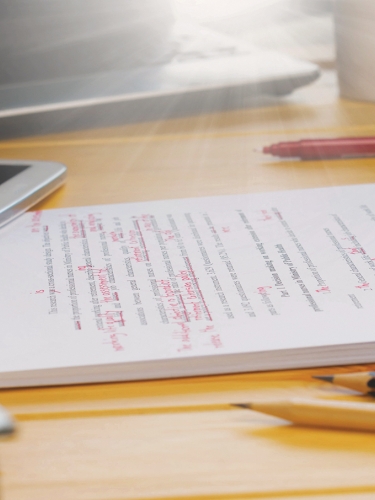 Stack of papers on desk
