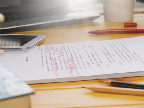 Stack of papers on desk