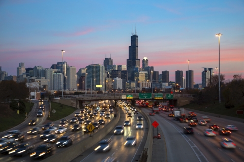 Chicago downtown city view.